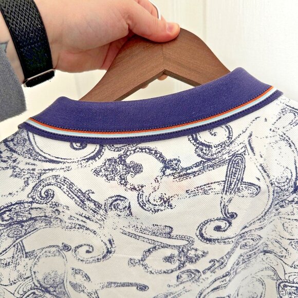 Robert Graham XL Blue/White Paisley Print Cotton Polo | Great Condition - Picture 3 of 9